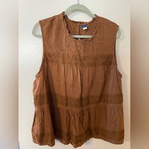 Old Navy Brown Textured Sleeveless Blouse